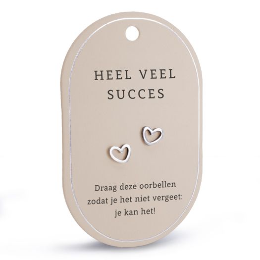 Hart oorringen veel succes zilver