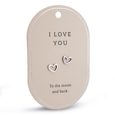 Hart oorringen I love you zilver