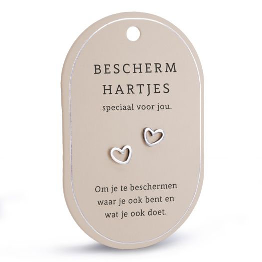 Hart oorringen bescherm hartjes zilver