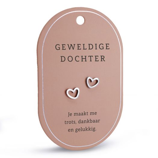 Hart oorringen geweldige dochter zilver