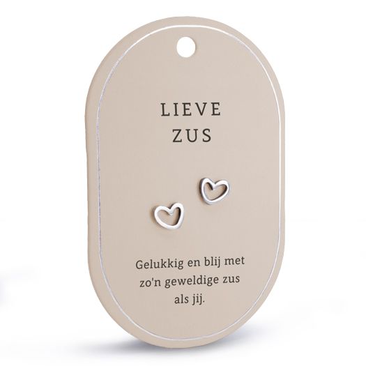 Hart oorringen lieve zus zilver