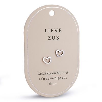 Hart oorringen lieve zus zilver
