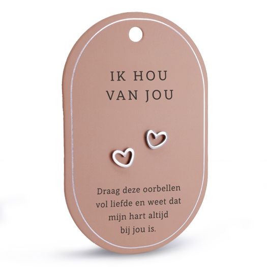 Hart oorringen ik hou van jou zilver