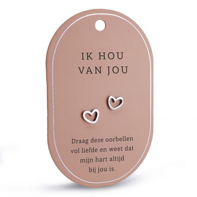 Hart oorringen ik hou van jou zilver