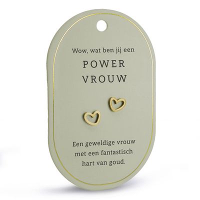 Hart oorringen powervrouw goud