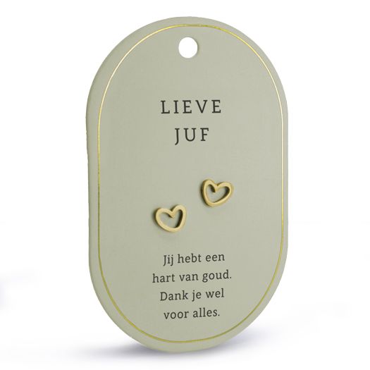 Hart oorringen lieve juf goud