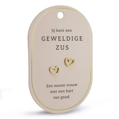 Hart oorringen geweldige zus goud