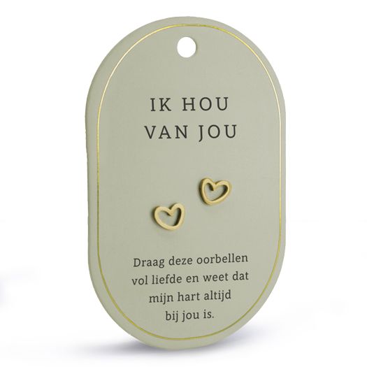 Hart oorringen ik hou van jou goud