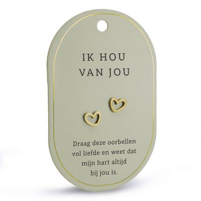 Hart oorringen ik hou van jou goud