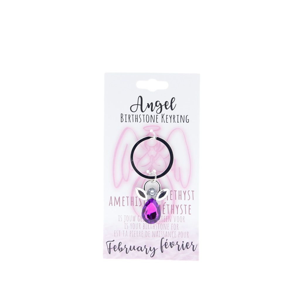 Birthstone sleutelhanger februari engel