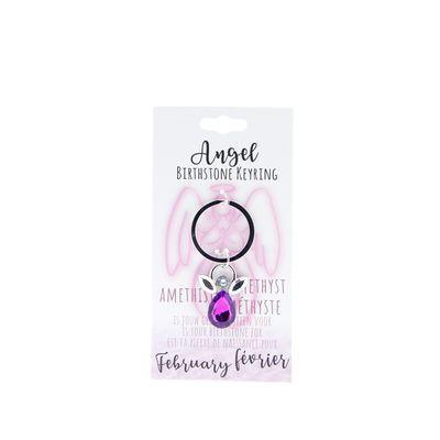 Birthstone sleutelhanger februari engel