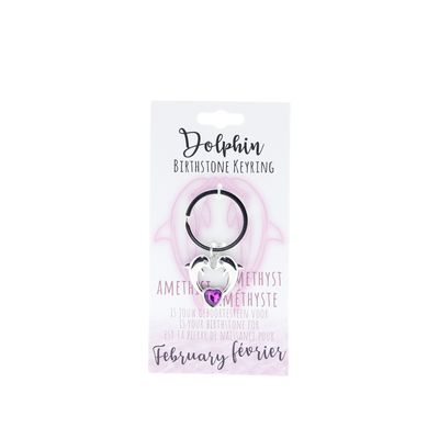 Birthstone sleutelhanger februari dolfijn