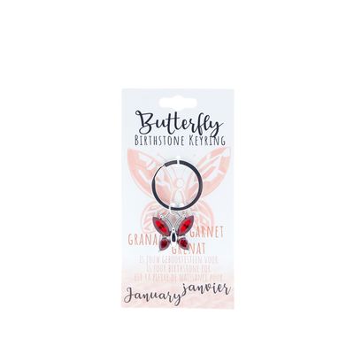 Birthstone sleutelhanger januari vlinder