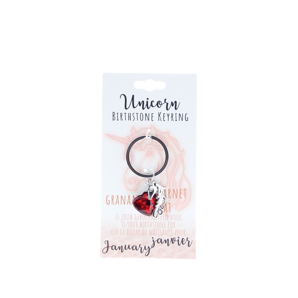 Birthstone sleutelhanger januari unicorn