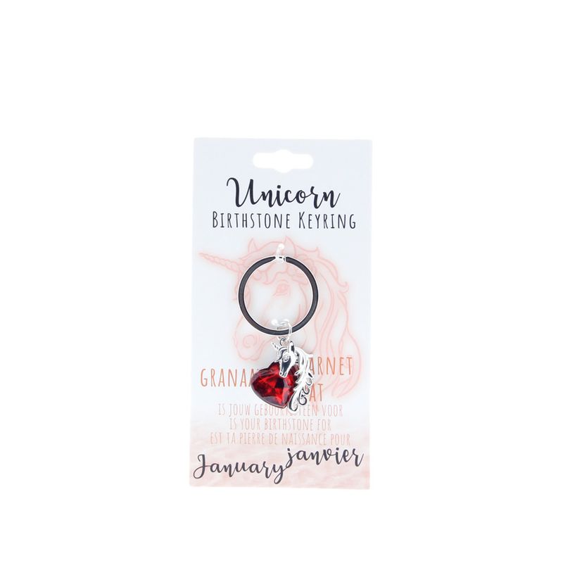 Birthstone sleutelhanger januari unicorn