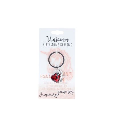 Birthstone sleutelhanger januari unicorn