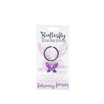 Birthstone sleutelhanger februari vlinder