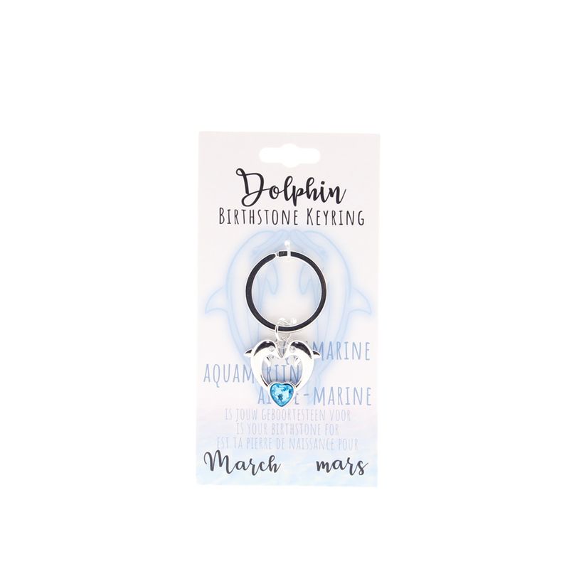 Birthstone sleutelhanger maart dolfijn