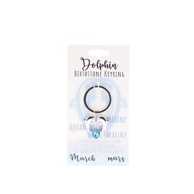 Birthstone sleutelhanger maart dolfijn