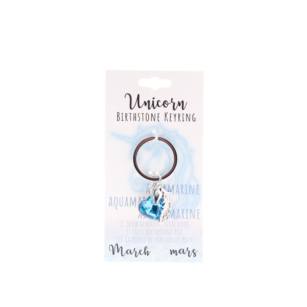 Birthstone sleutelhanger maart unicorn