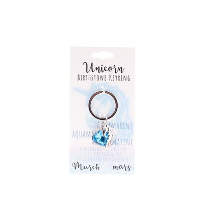 Birthstone sleutelhanger maart unicorn