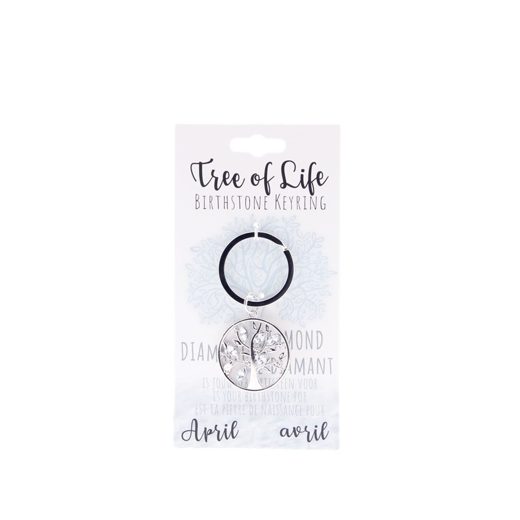 Birthstone sleutelhanger april levensboom