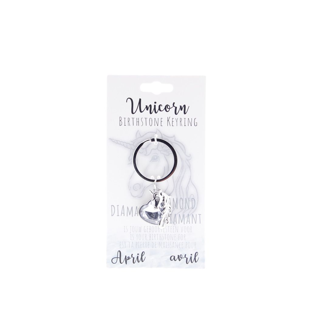 Birthstone sleutelhanger april unicorn