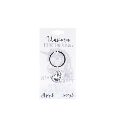 Birthstone sleutelhanger april unicorn