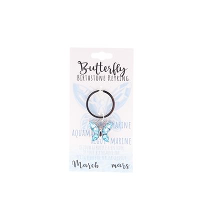 Birthstone sleutelhanger maart vlinder