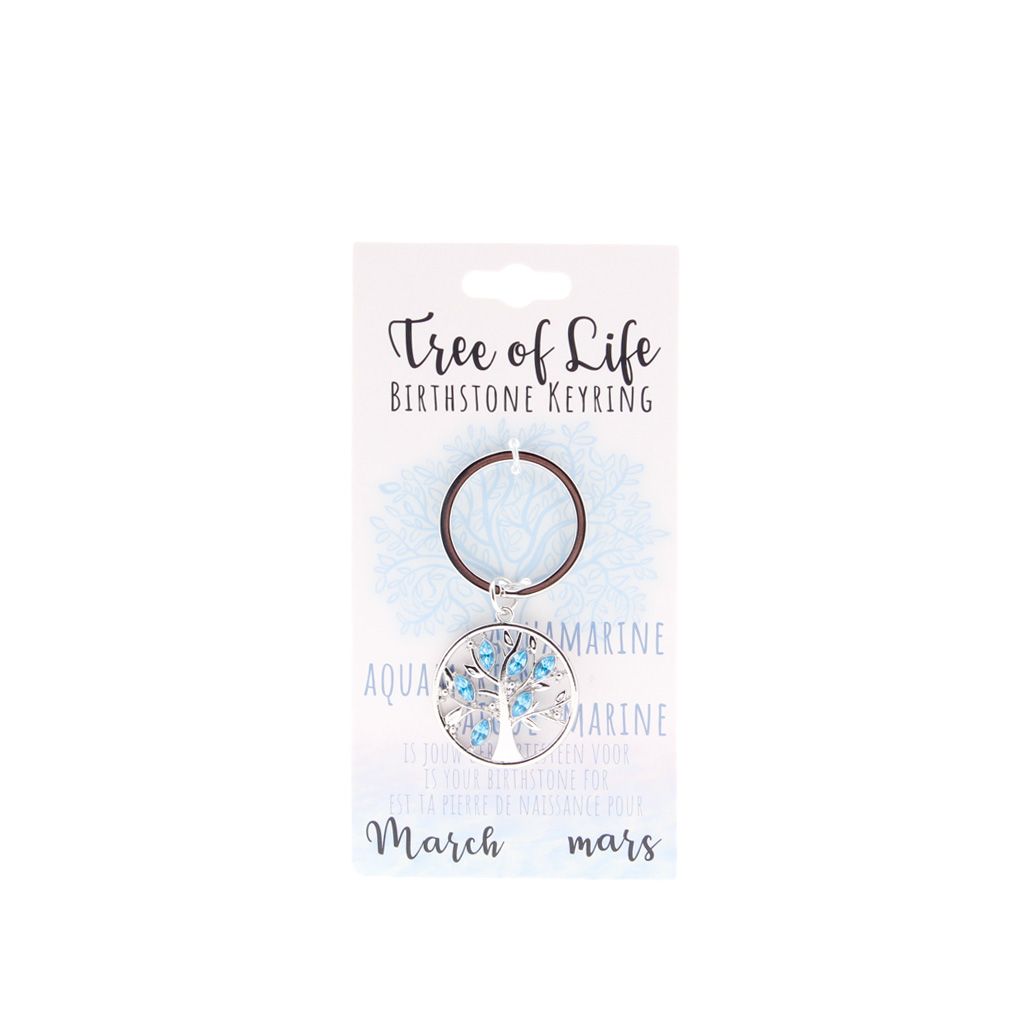 Birthstone sleutelhanger maart levensboom