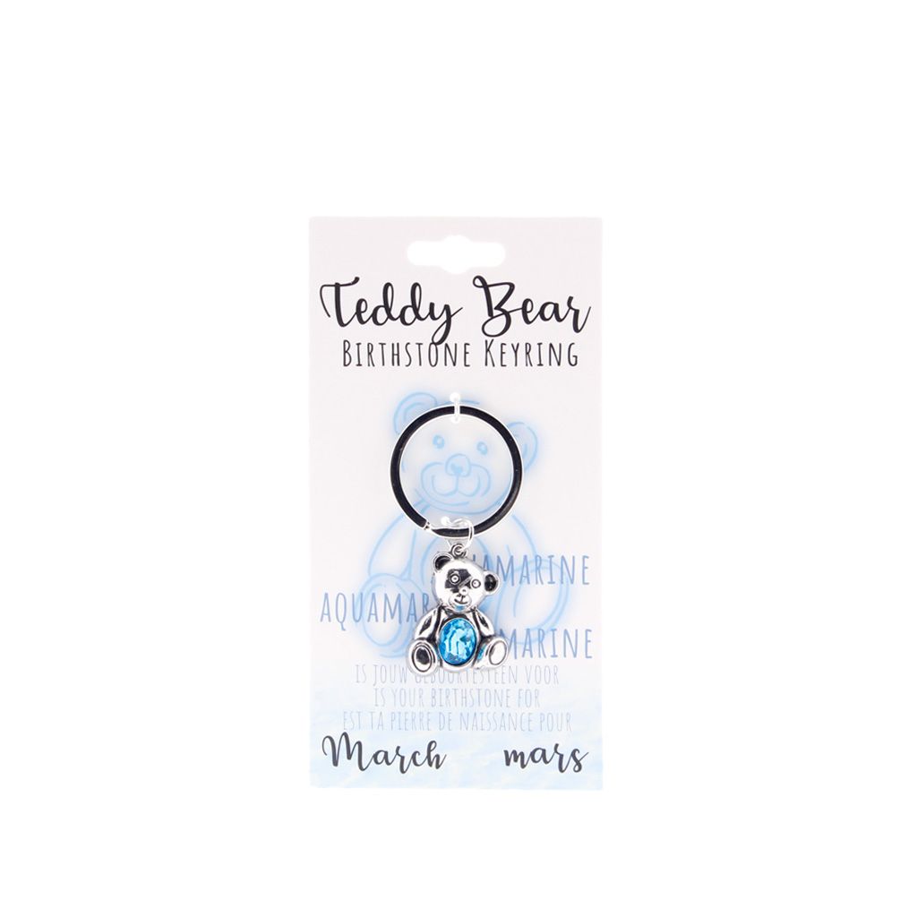 Birthstone sleutelhanger maart teddybeer