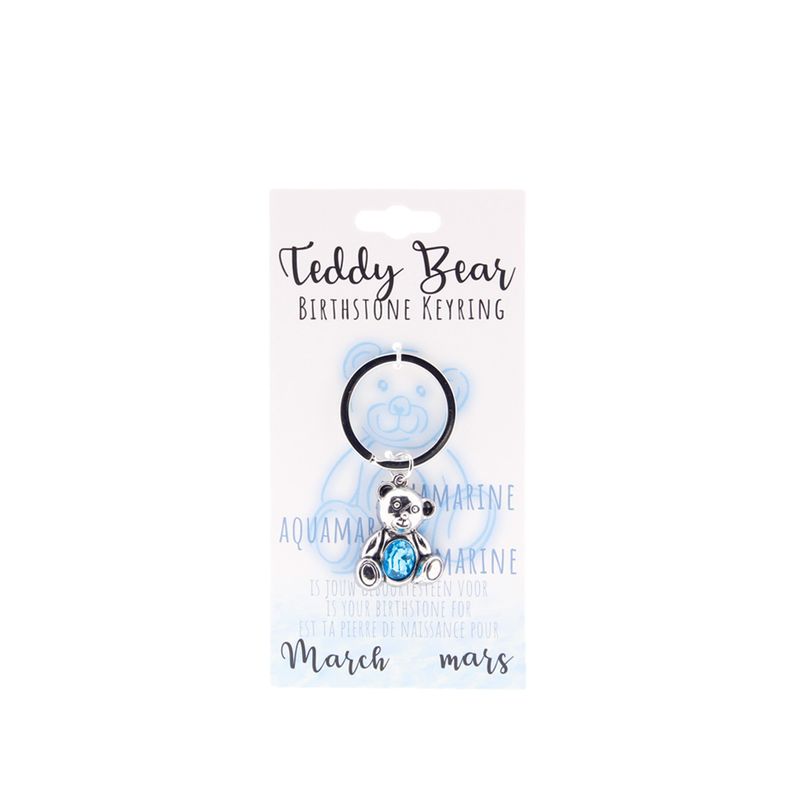 Birthstone sleutelhanger maart teddybeer