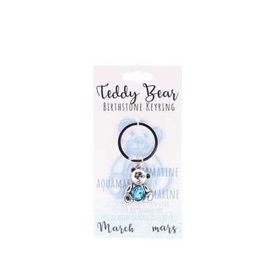 Birthstone sleutelhanger maart teddybeer