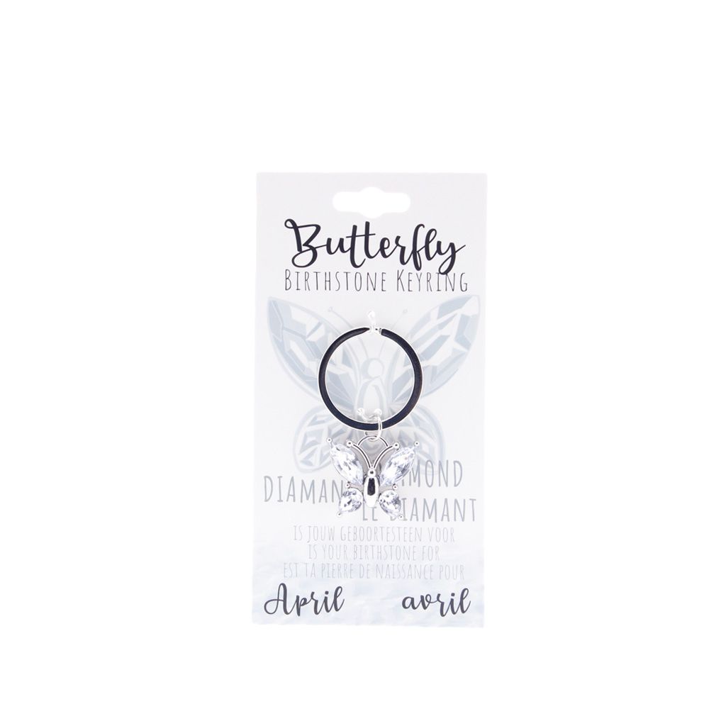 Birthstone sleutelhanger april vlinder