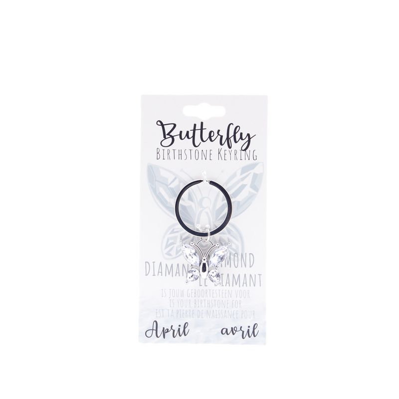 Birthstone sleutelhanger april vlinder