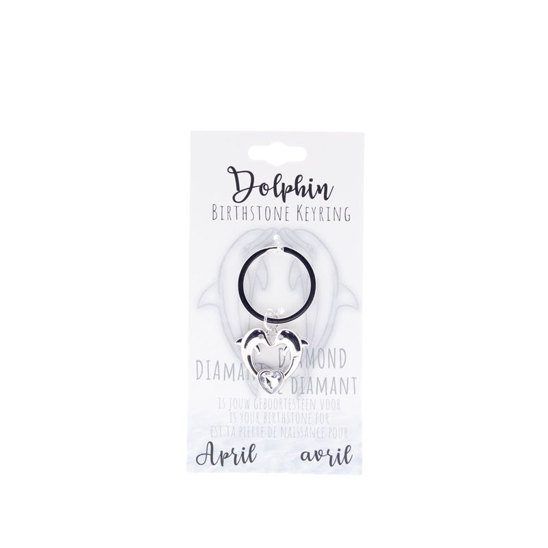 Birthstone sleutelhanger april dolfijn