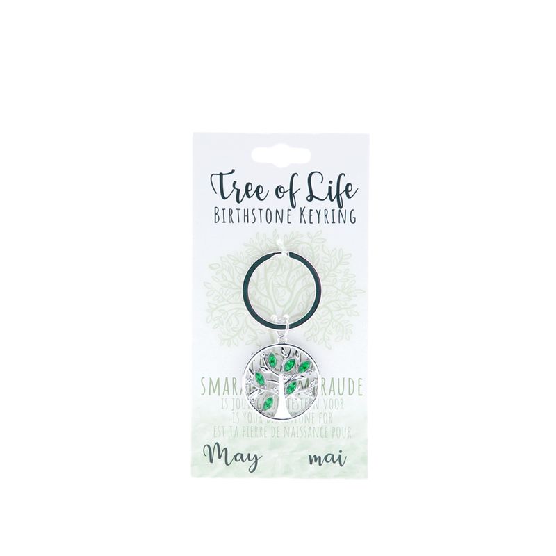 Birthstone sleutelhanger mei levensboom