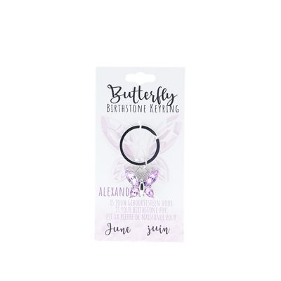 Birthstone sleutelhanger juni vlinder
