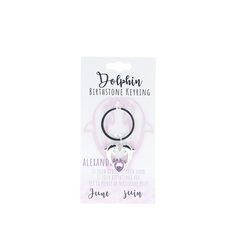 Birthstone sleutelhanger juni dolfijn