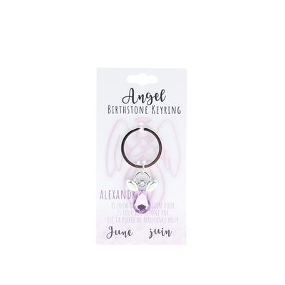 Birthstone sleutelhanger juni engel