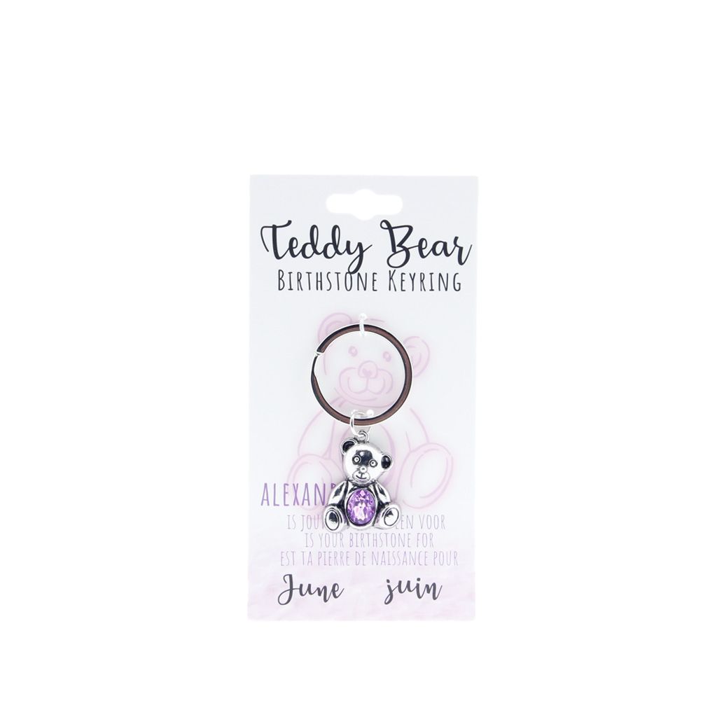 Birthstone sleutelhanger juni teddybeer