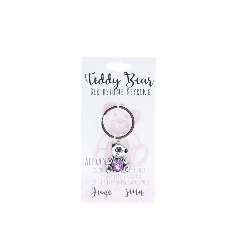 Birthstone sleutelhanger juni teddybeer