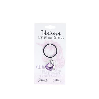 Birthstone sleutelhanger juni unicorn