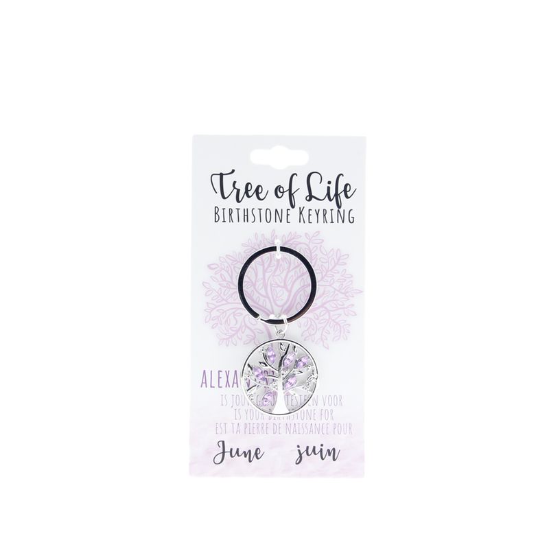 Birthstone sleutelhanger juni levensboom