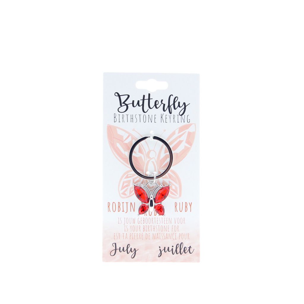 Birthstone sleutelhanger juli vlinder