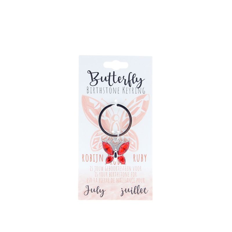 Birthstone sleutelhanger juli vlinder
