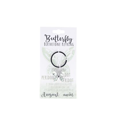 Birthstone sleutelhanger augustus vlinder