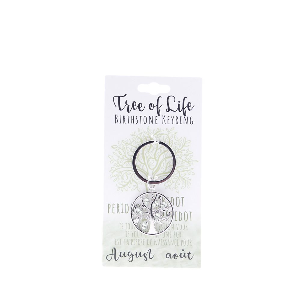 Birthstone sleutelhanger augustus levensboom