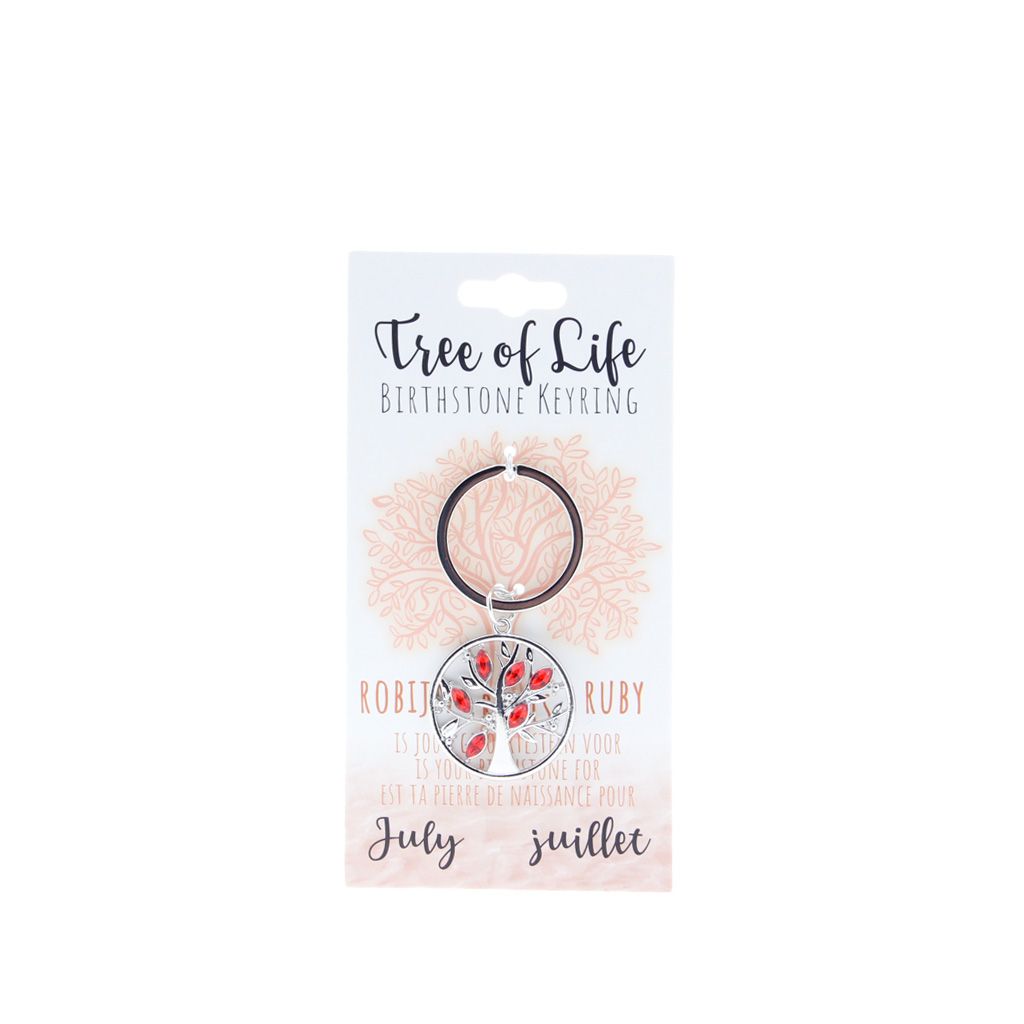 Birthstone sleutelhanger juli levensboom