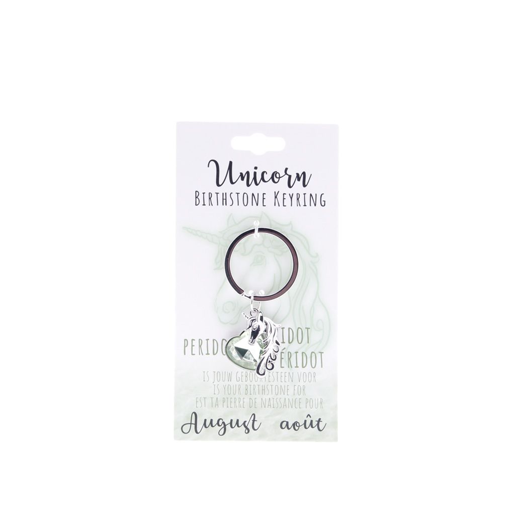 Birthstone sleutelhanger augustus unicorn